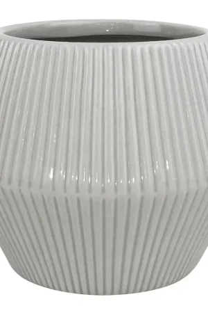 Budget Trendspot Rena 6.5 in. H X 8 in. W X 8 in. D X 8 in. D Ceramic Planter Gray, Pack of 2
