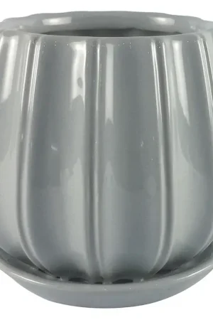 Place Order Trendspot Contour 7.28 in. H X 8 in. W X 8 in. D X 8 in. D Ceramic Planter Gray, Pack of 2