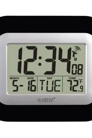 La Crosse Technology 8.95 in. L X 1.2 in. W Indoor Contemporary Digital Atomic Wall Clock Plastic Bl Save Now