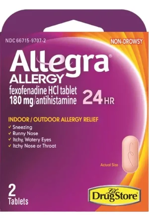 Genuine Allegra Allergy Relief 180 mg 1 pk, Pack of 6