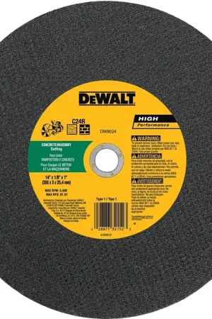 Brand New DEWALT DW8024 Cutting Wheel, 14 in Dia, 1/8 in Thick, 1 in Arbor, Silicone Carbide Abrasive