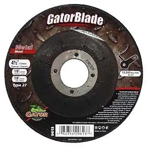 While Supplies Last Gator 9613 Grinding Wheel, 4-1/2 in Dia, 1/8 in Thick, 7/8 in Arbor, A24R Grit