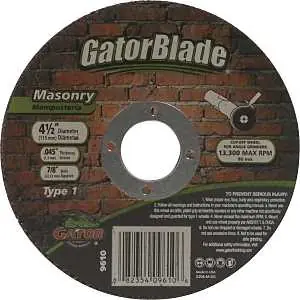 Weekend Sale GatorBlade 9610 Cut-Off Wheel, 4-1/2 in Dia, 0.045 in Thick, 7/8 in Arbor, 24 Grit