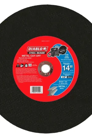 While Supplies Last Diablo Steel Demon DBDS14125A01F High-Speed Cut-Off Disc, 14 in Dia, 1/8 in Thick, 1 in Arbor, Ceramic Abrasive