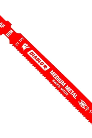 Authentic Diablo DJT121AF5 Jig Saw Blade, 3-5/8 in L, 21 TPI, Bi-Metal Cutting Edge