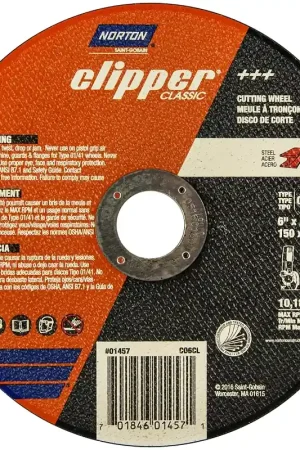 Weekend Sale Norton Clipper Classic A AO Series 70184601457 Cut-Off Wheel, 6 in Dia, 0.045 in Thick, 7/8 in Arbor