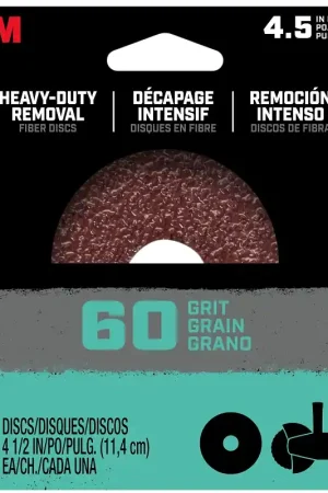 3M Hookit 27406 Grinding Disc, 4-1/2 in Dia, 60 Grit, Fiber Backing, 8-Hole Luxury