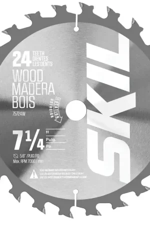 Cheap Skilsaw 75724W Circular Saw Blade, 7-1/4 in Dia, 5/8 in Arbor, 24-Teeth, Carbide Cutting Edge, Pack of 10