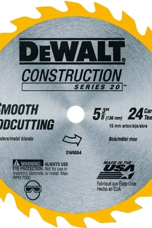 Time-Limited DEWALT DW9054 Circular Saw Blade, 5-3/8 in Dia, 10 mm Arbor, 24-Teeth, Carbide Cutting Edge