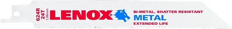 Lenox 20569S624R Reciprocating Saw Blade, Applicable Materials: Nail-Embedded Wood, 3/4 in W, 6 in L, 24 TPI Top Pick