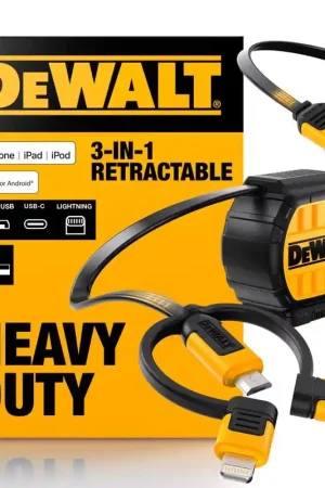 Deal DeWalt USB to Micro to Type C 3-in-1 Cable 3 ft. Black/Yellow