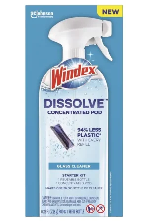 Big Sale Windex Dissolve 00398 Concentrated Cleaner Starter Kit, Dissolve Pod, Solvent-Like, Blue, Pack of 4
