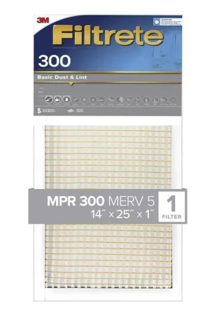 Bargain Filtrete 304-4 Air Filter, 25 in L, 14 in W, 5 MERV, 300 MPR, For: Air Conditioner, Furnace and HVAC System, Pack of 4