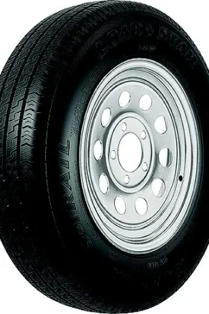 Best Choice Loadstar Bias Tire and Wheel (Rim) Assembly KR25 ST145/R-12 5-Hole 8 Ply, Silver, Modular