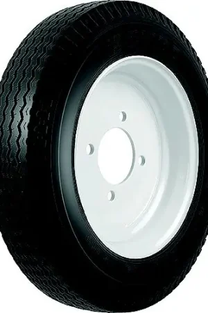 Bargain Loadstar Bias Tire and Wheel (Rim) Assembly K353 480-12 4 Hole 4 Ply, White, Conventional