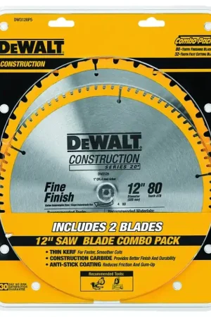 Affordable DEWALT DW3128P5 Saw Blade, 12 in Dia, 1 in Arbor, 32-Teeth, Carbide Cutting Edge, ATB Teeth, 0.069 in Thick