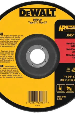 Top Rated DEWALT DW8427 Cutting Wheel, 7 in Dia, 0.045 in Thick, 7/8 in Arbor, Medium, Aluminum Oxide Abrasive