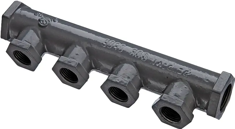 Free Returns Pro-Flex PFMN-CCB Manifold, 3/4 in Inlet, 4-Outlet, 1/2 in Outlet, Metal