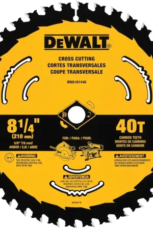 Buy Today DEWALT DWA181440 Circular Saw Blade, 8-1/4 in Dia, 5/8 in Arbor, 40-Teeth, Applicable Materials: Wood