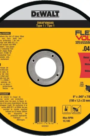 Certified DEWALT DWAFV86045 Cutting Wheel, 6 in Dia, 0.045 in Thick, 7/8 in Arbor, 24 Grit, Medium, Ceramic Abrasive