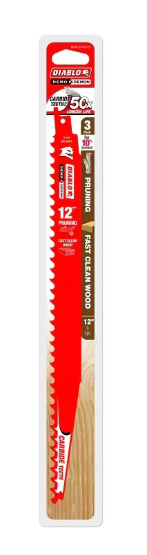 Holiday Sale Diablo DS1203CP3 Series Reciprocating Saw Blade, Applicable Materials: Wood, 12 in L, 3 TPI, Carbide Cutting Edge, 3/PK